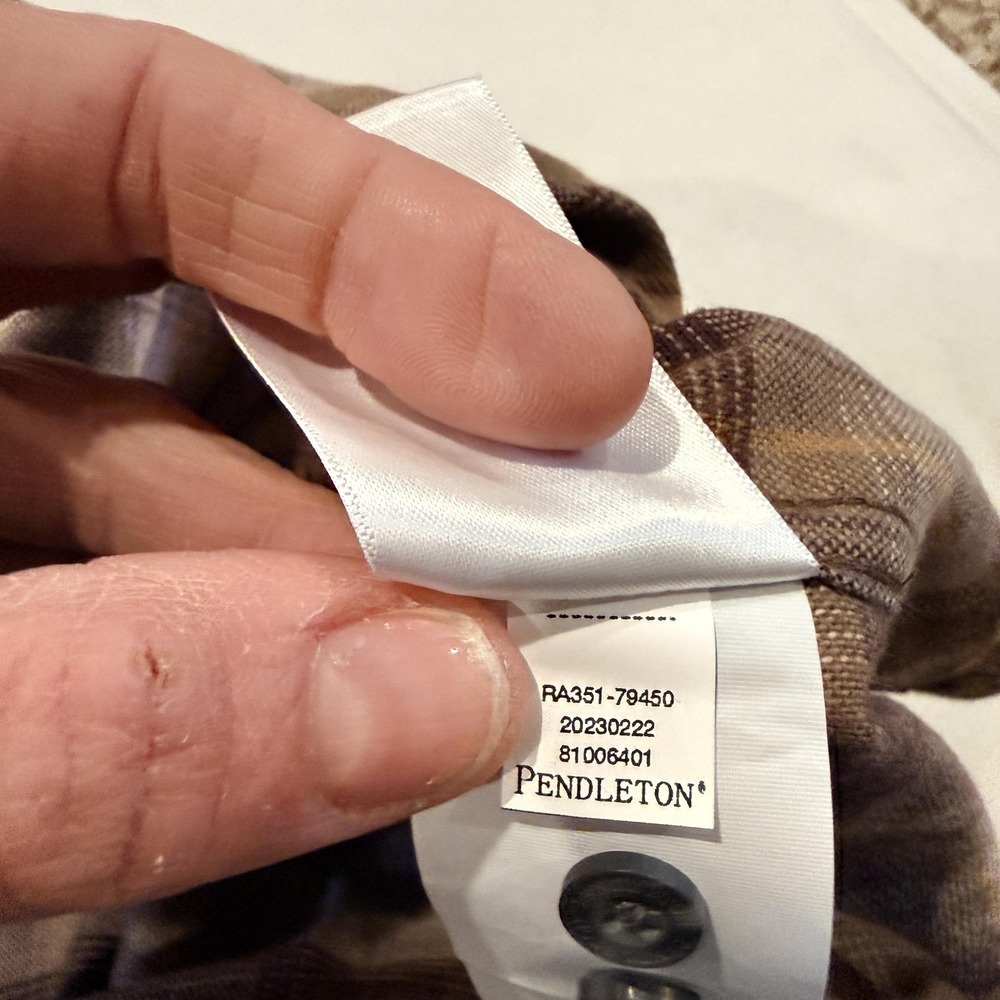 Pendleton Mason Shirt Mens S Brown Plaid Cotton Flannel Button Front lodge camp - Picture 12 of 12